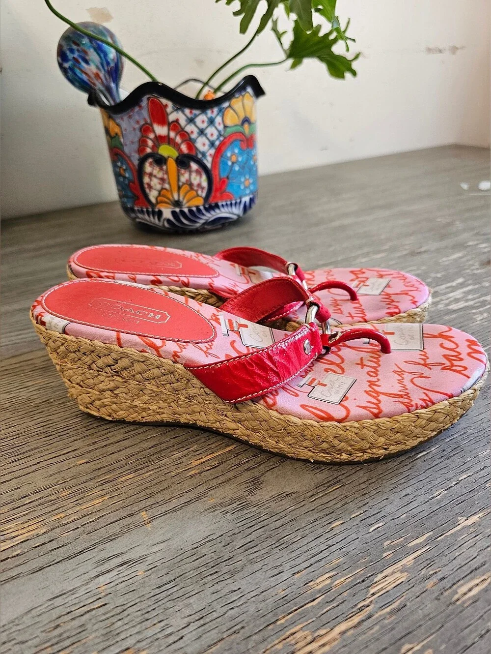 Vintage Coach espadrilles red wedge Y2K  size 8.5